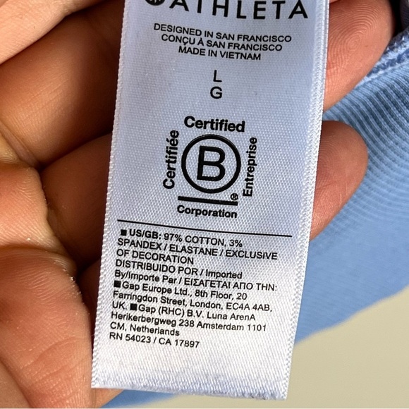 ATHLETA SUNDOWN HOODIE SWEATSHIRT Size Large Swallowtail Blue - Picture 11 of 16